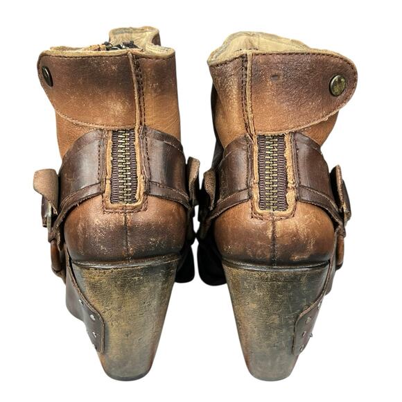 Freebird By Steven Phlow Brown Distressed Harness Western Ankle Boot Size US 6 - Picture 8 of 12